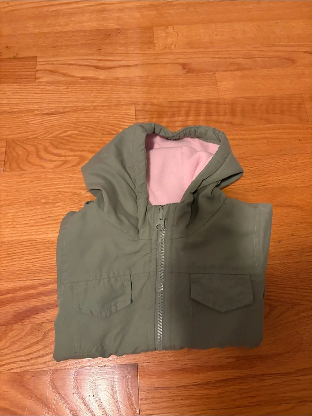 OshKosh B'gosh Olive Green Hooded Jacket with Pink Lining